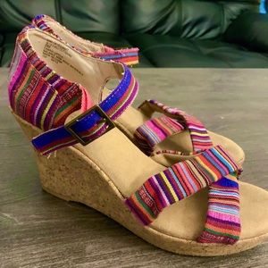 White Mountain Multi-Colored Canvas Wedges